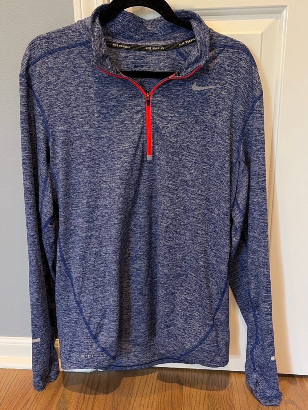 Nike Blue Heather Quarter-Zip Pullover with Red Zip